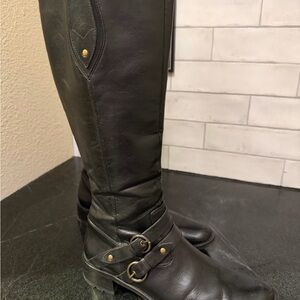 Paul Green Black Leather Tila Riding Boots